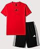 Adidas Kids Solid Colour T-Shirt & Bottomwear - Red & Black