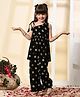 Muffin Shuffin Rayon Sleeveless Floral Foil Printed Kurta Palazzo Set - Black