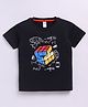 Little Ninja Cotton Half Sleeves Rubiks Cube Printed Tee - Black