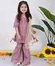 Kinder Kids Cotton Three Fourth Sleeves Sequin Embellished & Embroidered Kurta With Sharara & Dupatta - Purple