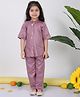 Kinder Kids Cotton Half Sleeves Sequin Embellished & Embroidered Kurta With Pant - Purple
