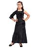 Lei-Chie Velvet One Shoulder Sleeves Floral Designed Sequins Embellished Gown - Black