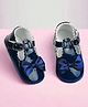 Baby Moo Bow Applique Detailed Anti Skid Mary Jane Ballerinas With Velcro Closure - Blue