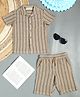 The Lion and the Fish Cotton Half Sleeves Striped Shirt & Coordinating Shorts Set - Vintage Khaki