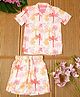 The Lion and the Fish Viscose Half Sleeves Trees Printed Coordinating Shirt & Shorts Set - Snow White & Pink