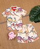 The Lion and the Fish Viscose Half Sleeves Dinosaurs Printed Coordinating Shirt & Shorts Set - Peach & Mauve