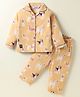 Enfance Core Cotton Woven Full Sleeves Dogs Printed Coordinating Night Suit Set - Fawn