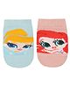 SOCKSXPRESS Cotton Pack Of 2 Disney Princess Featurings Characters Designed Socks - Blue & Pink