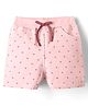 Evimo Looper Knit Knee Length Shorts With Polka Dots Print - Pink