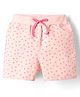 Evimo Looper Knit Knee Length Shorts With Heart Print - Pink