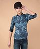 CRIMSOUNE CLUB Cotton Full Sleeves Leaves Printed Shirt - Blue