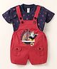 Dapper Dudes Embosis Hosiery Sailor Patch Embroidered Dungaree With Half Sleeves Tee - Red