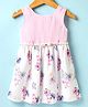 Enfance Core Cotton Sleeveless Floral Printed Textured Dress With Belt - Pink