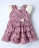 Enfance Core Cotton Cap Sleeves Floral Printed & Applique Detailed Layered Dress - Purple