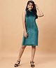 TeenTrums Velvet Sleeveless Shimmered Dress - Teal Blue