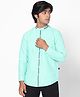 TeenTrums 100% Cotton Full Sleeves Solid Oxford Shirt - Aqua Blue