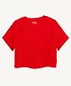 Guugly Wuugly Super Soft Combed Compact Cotton Knit Half Sleeves Solid Skin Friendly Crop Top - Red