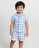 Somersault Cotton Half Sleeves Checked Shirt With Coordinating Shorts Set - Blue