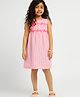 Somersault Cotton Sleeveless Bow Applique Detailed Striped Dress - Pink