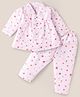 Mom's pet Cotton Knit Full Sleeves Floral Printed Coordinating Night Suit Set - Pink