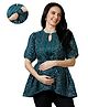 Mom for sure by Ketki Dalal 100% Cotton Woven Half Sleeves Bandhani Printed Maternity Top With Concealed Zipper Nursing Access - Dark Green