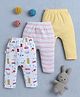 BUMZEE Cotton Full Length Stripes & Bicycle Print Diaper Pants Pack of 3 - Yellow & White