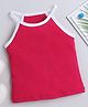 Aww Hunnie Cotton Rib Sleeveless Self Designed Top - Pink