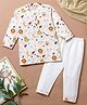 Desi Soota Cotton Full Sleeves Tiger Printed Kurta Pyjama Set - White