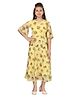 Aarika Georgette Woven Half Sleeves Floral Printed Dress - Yellow