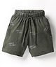 Evimo Single Jersey Knit Knee Length Shorts With Text Print - Green