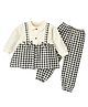 Little Surprise Box Cotton Full Sleeves Checked Frock Style Top With Coordinating Pant Set - Black