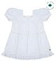 My Milestones Pure Cotton Half Puffed Sleeves Schiffli Embroidered Dress - White