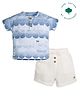 My Milestones 100% Cotton Half Sleeves Abstract Printed Tee & Solid Shorts Set - White & Blue