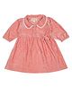 Little Ginnie Cotton Three Fourth Sleeves Bow Applique Detailed Dress - Pink