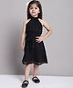 Mini & Ming Georgette Sleeveless Solid Dress - Black