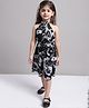 Mini & Ming Georgette Sleeveless Floral Printed Dress - Black