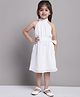 Mini & Ming Georgette Sleeveless Solid Dress - White