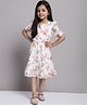 Mini & Ming Georgette Half Sleeves Floral Printed Dress - Off White