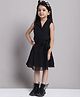 Mini & Ming Georgette Sleeveless Solid Dress - Black