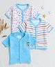 BUMZEE Cotton Knit Half Sleeves Jhablas With Striped & Heart Print - Light Blue