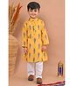 Kinder Kids Cotton Blend Full Sleeves Fish Printed Kurta Pyjama Set - Yellow