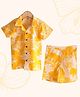 Peekaaboo Kids Pure Cotton Half Sleeves Tropical Theme Printed Coordinating Shirt & Shorts Set - Yellow