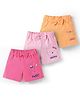 Doodle Poodle 100% Cotton Knit Knee Length Animal Printed Shorts With Bow Pack Of 3 -Pink Orange & Light Pink