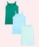 Kiddopanti Cotton Pack Of 3 Sleeveless Solid Camisoles - Light Blue & Green