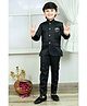 BT DEZINES Satin Full Sleeves Solid Jodhpuri Coat & Pant Set - Black