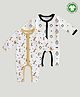 Kidbea 100% Organic Cotton Pack Of 2 Full Sleeves Baby Giraffe & Penguin Printed Rompers - Brown & Black