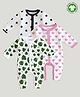 Kidbea 100% Organic Cotton Pack Of 3 Full Sleeves Heart & Stars Printed Rompers - Multi Colour
