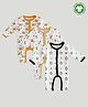 Kidbea 100% Organic Cotton Pack Of 3 Full Sleeves Baby Giraffe & Tiger Printed Rompers - Multi Colour