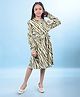 CRIMSOUNE CLUB 100% Lyocell Woven Full Sleeves Abstract Printed  Dress - Olive
