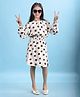 CRIMSOUNE CLUB 100% Lyocell Woven Full Sleeves Polka Dots Printed Dress - Brown